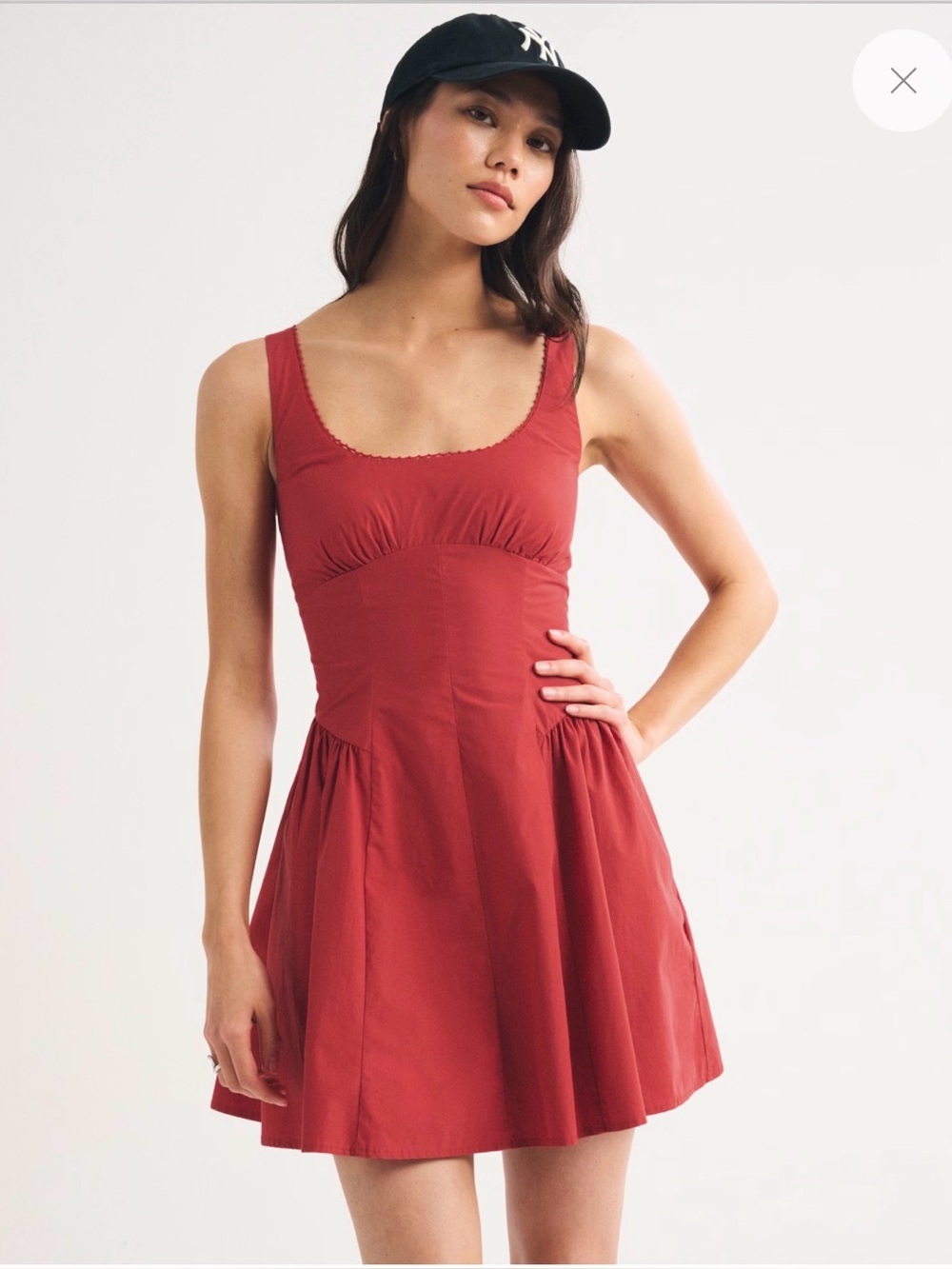 Abercrombie & Fitch 100% Cotton A&F Bra-Free Dylan Mini Dress fiery red medium